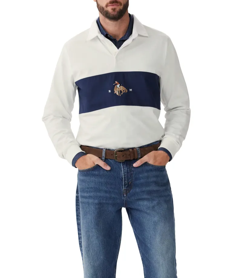 RM Williams Buck Rugby White Blue-1